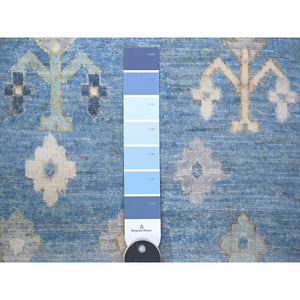 8'2"x9'7" Queen Blue, Fine Kashkuli Gabbeh with Small Animals and Human Figurines, Pure Wool, Natural Dyes, Hand Knotted, Oriental Rug FWR448146