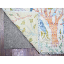 Load image into Gallery viewer, 2&#39;5&quot;x7&#39;10&quot; Rose White, Natural Dyes Hand Knotted, Natural Wool Afghan Peshawar With Birds Of Paradise Design, Abrash, Runner Oriental Rug FWR448542