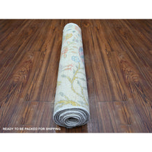 Load image into Gallery viewer, 2&#39;5&quot;x7&#39;10&quot; Rose White, Natural Dyes Hand Knotted, Natural Wool Afghan Peshawar With Birds Of Paradise Design, Abrash, Runner Oriental Rug FWR448542