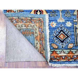 3'x4'10" Lapis Blue, Hand Knotted, Extra Soft Wool, Afghan Ersari with Geometric Gul Motifs, Natural Dyes, Densely Woven, Oriental Rug FWR448638