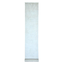 Load image into Gallery viewer, 2&#39;7&quot;x19&#39;1&quot; Alabaster Ivory with Gray Cloud, White Wash Peshawar Faded Design, Soft and Shiny Wool, Vegetable Dyes, Hand Knotted, XL Runner Oriental Rug FWR448662