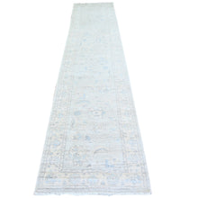 Load image into Gallery viewer, 2&#39;8&quot;x12&#39;2&quot; Ice Gray, Vegetable Dyes, Peshawar Washed Out Faded Designs, Organic Wool, Hand Knotted, Runner Oriental Rug FWR448668