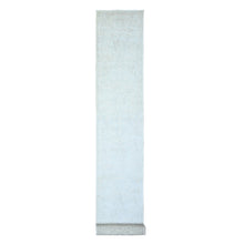 Load image into Gallery viewer, 2&#39;6&quot;x19&#39;2&quot; Old Wood Ivory and Gray Goose, White Wash Peshawar with Faded Design, 100% Wool, Natural Dyes, Hand Knotted, XL Runner Oriental Rug FWR448686