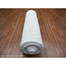 Load image into Gallery viewer, 2&#39;6&quot;x19&#39;2&quot; Old Wood Ivory and Gray Goose, White Wash Peshawar with Faded Design, 100% Wool, Natural Dyes, Hand Knotted, XL Runner Oriental Rug FWR448686