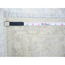Load image into Gallery viewer, 2&#39;6&quot;x19&#39;2&quot; Old Wood Ivory and Gray Goose, White Wash Peshawar with Faded Design, 100% Wool, Natural Dyes, Hand Knotted, XL Runner Oriental Rug FWR448686