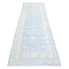 Load image into Gallery viewer, 3&#39;8&quot;x10&#39;2&quot; Glaucous Gray, High Grade Wool, Hand Knotted, Washed Out Khotan and Samarkand Inspired Pomegranate Design, Runner Oriental Rug FWR448722