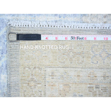 Load image into Gallery viewer, 3&#39;8&quot;x10&#39;2&quot; Glaucous Gray, High Grade Wool, Hand Knotted, Washed Out Khotan and Samarkand Inspired Pomegranate Design, Runner Oriental Rug FWR448722