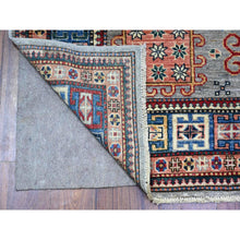 Load image into Gallery viewer, 5&#39;x7&#39;2&quot; Uranian Blue, Shiny and Soft Wool, Natural Dyes, Hand Knotted, Afghan Super Kazak with Geometric Medallions, Natural Dyes, Oriental Rug FWR448794