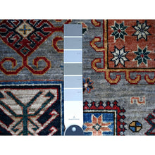 Load image into Gallery viewer, 5&#39;x7&#39;2&quot; Uranian Blue, Shiny and Soft Wool, Natural Dyes, Hand Knotted, Afghan Super Kazak with Geometric Medallions, Natural Dyes, Oriental Rug FWR448794