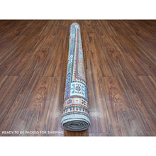 Load image into Gallery viewer, 5&#39;x7&#39;2&quot; Uranian Blue, Shiny and Soft Wool, Natural Dyes, Hand Knotted, Afghan Super Kazak with Geometric Medallions, Natural Dyes, Oriental Rug FWR448794