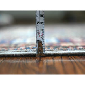 5'x7'2" Uranian Blue, Shiny and Soft Wool, Natural Dyes, Hand Knotted, Afghan Super Kazak with Geometric Medallions, Natural Dyes, Oriental Rug FWR448794