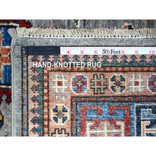 Load image into Gallery viewer, 5&#39;x7&#39;2&quot; Uranian Blue, Shiny and Soft Wool, Natural Dyes, Hand Knotted, Afghan Super Kazak with Geometric Medallions, Natural Dyes, Oriental Rug FWR448794