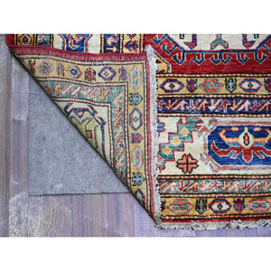 7'x9'8" Rusty Red, 100% Wool, Vegetable Dyes, Afghan Super Kazak with All Over Medallions, Hand Knotted, Oriental Rug FWR448950