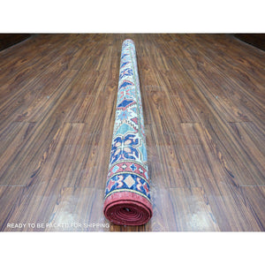 7'x9'8" Chili Red, Natural Dyes, Natural Wool Hand Knotted, Afghan Super Kazak with Geometric Medallion, Oriental Rug FWR448968