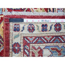 Load image into Gallery viewer, 7&#39;x10&#39; Barn Red, Hand Knotted Afghan Super Kazak with Tribal Medallions Design, Natural Dyes, Soft and Shiny Wool, Oriental Rug FWR448974