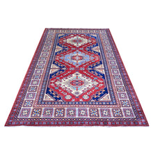 Load image into Gallery viewer, 5&#39;8&quot;x8&#39;1&quot; Scarlet Red, Shirvan Weave, Afghan Super Kazak with Medallions, Vegetable Dyes, Pure Wool, Hand Knotted, Oriental Rug FWR449016