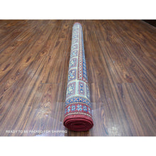 Load image into Gallery viewer, 5&#39;8&quot;x8&#39;1&quot; Scarlet Red, Shirvan Weave, Afghan Super Kazak with Medallions, Vegetable Dyes, Pure Wool, Hand Knotted, Oriental Rug FWR449016