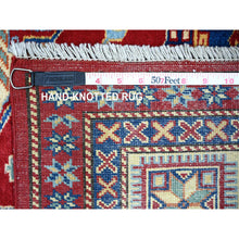 Load image into Gallery viewer, 5&#39;8&quot;x8&#39;1&quot; Scarlet Red, Shirvan Weave, Afghan Super Kazak with Medallions, Vegetable Dyes, Pure Wool, Hand Knotted, Oriental Rug FWR449016