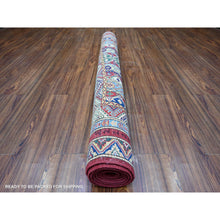 Load image into Gallery viewer, 5&#39;4&quot;x7&#39;7&quot; Vermilion Red, Hand Knotted, Afghan Super Kazak with Shawl Design, Vegetable Dyes, Organic Wool, Oriental Rug FWR449028