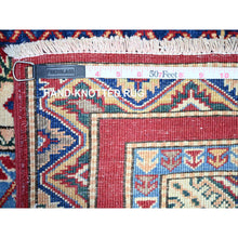 Load image into Gallery viewer, 5&#39;4&quot;x7&#39;7&quot; Vermilion Red, Hand Knotted, Afghan Super Kazak with Shawl Design, Vegetable Dyes, Organic Wool, Oriental Rug FWR449028