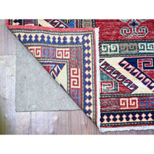 Load image into Gallery viewer, 5&#39;9&quot;x8&#39; Delicate White, Afghan Super Kazak Bordjalou Design, Vegetable Dyes, 100% Wool, Hand Knotted, Oriental Rug FWR449034