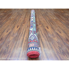 Load image into Gallery viewer, 5&#39;9&quot;x8&#39; Delicate White, Afghan Super Kazak Bordjalou Design, Vegetable Dyes, 100% Wool, Hand Knotted, Oriental Rug FWR449034