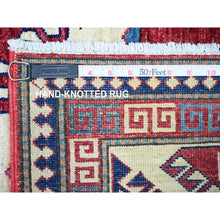 Load image into Gallery viewer, 5&#39;9&quot;x8&#39; Delicate White, Afghan Super Kazak Bordjalou Design, Vegetable Dyes, 100% Wool, Hand Knotted, Oriental Rug FWR449034