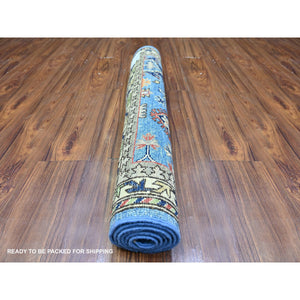3'x5'2" Sapphire Blue, Afghan Ersari with Geometric Gul Motifs, Vegetable Dyes, Densely Woven, Vibrant Wool, Hand Knotted, Oriental Rug FWR449184