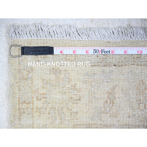 3'x4'9" Aircraft White, White Wash Peshawar with Faded Colors, Soft Wool, Hand Knotted, Oriental Rug FWR449226