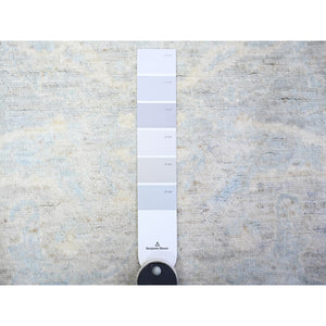 2'10"x5'3" Glossy Gray, Natural Dyes Peshawar with Faded Colors Washed Out, Pure Wool, Hand Knotted, Oriental Rug FWR449232