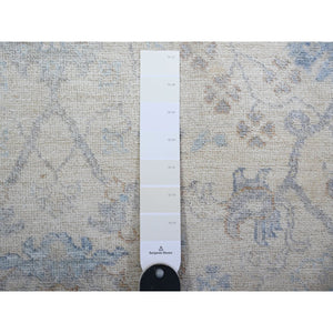 3'10"x5'9" Broken White, Vegetable Dyes, Peshawar with Washed Out Faded Colors, Shiny Wool, Hand Knotted, Oriental Rug FWR449268