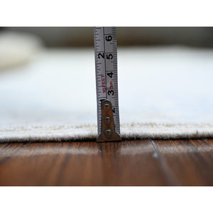 3'10"x5'9" Broken White, Vegetable Dyes, Peshawar with Washed Out Faded Colors, Shiny Wool, Hand Knotted, Oriental Rug FWR449268