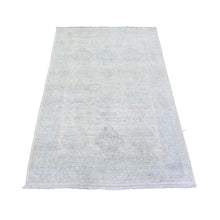Load image into Gallery viewer, 3&#39;10&quot;x5&#39;8&quot; Lace Ivory, Natural Dyes, Stone Washed Peshawar Faded Out, Soft Organic Wool, Hand Knotted, Oriental Rug FWR449274