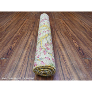 3'1"x5'1" Smoke Gray, Birds of Paradise Afghan Peshawar Design, Natural Dyes, Natural Wool, Hand Knotted, Oriental Rug FWR449460