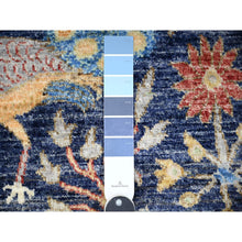 Load image into Gallery viewer, 6&#39;x6&#39; Yale Blue, Birds of Paradise Afghan Peshawar Design, Natural Dyes, Organic Wool Hand Knotted, Round Oriental Rug FWR449538