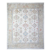 Load image into Gallery viewer, 8&#39;x9&#39;9&quot; Porcelain White, Natural Dyes, 100% Wool, Hand Knotted, Densely Woven, Finer Peshawar with Karajeh Design, Oriental Rug FWR449556
