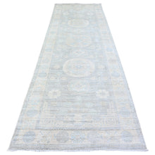 Load image into Gallery viewer, 4&#39;x12&#39;2&quot; Antique Pewter Gray, Faded Colors White Wash Peshawar, 100% Wool, Hand Knotted, Natural Dyes, Runner Oriental Rug FWR449718