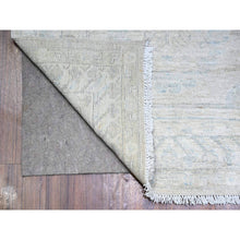 Load image into Gallery viewer, 2&#39;10&quot;x15&#39; Timberwolf Gray, Natural Dyes, White Wash Peshawar with Faded Colors, Khotan Design, Organic Wool, Hand Knotted, XL Runner Oriental Rug FWR449748