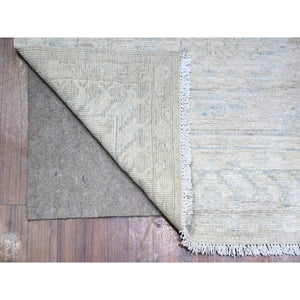 2'10"x15' Timberwolf Gray, Natural Dyes, White Wash Peshawar with Faded Colors, Khotan Design, Organic Wool, Hand Knotted, XL Runner Oriental Rug FWR449748