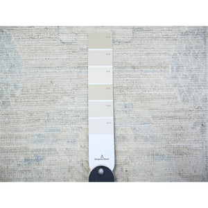 2'10"x15' Timberwolf Gray, Natural Dyes, White Wash Peshawar with Faded Colors, Khotan Design, Organic Wool, Hand Knotted, XL Runner Oriental Rug FWR449748