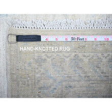 Load image into Gallery viewer, 2&#39;10&quot;x15&#39; Timberwolf Gray, Natural Dyes, White Wash Peshawar with Faded Colors, Khotan Design, Organic Wool, Hand Knotted, XL Runner Oriental Rug FWR449748