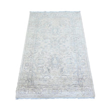 Load image into Gallery viewer, 3&#39;x4&#39;9&quot; Platinum Gray, White Wash Peshawar with All Over Design, Natural Dyes, Pure Wool, Hand Knotted, Oriental Rug FWR449772