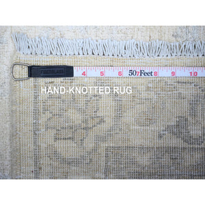3'x4'9" Platinum Gray, White Wash Peshawar with All Over Design, Natural Dyes, Pure Wool, Hand Knotted, Oriental Rug FWR449772