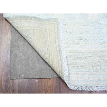 Load image into Gallery viewer, 3&#39;x9&#39;10&quot; Glaucous Gray with White Dove, Natural Dyes, Washed Out Peshawar with Faded Colors, 100% Wool, Hand Knotted, Runner Oriental Rug FWR449778