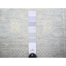 Load image into Gallery viewer, 3&#39;x9&#39;10&quot; Glaucous Gray with White Dove, Natural Dyes, Washed Out Peshawar with Faded Colors, 100% Wool, Hand Knotted, Runner Oriental Rug FWR449778