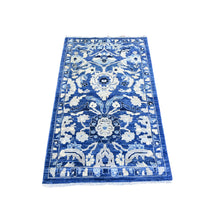 Load image into Gallery viewer, 3&#39;x4&#39;9&quot; Cerulean Blue, Densely Woven, Vegetable Dyes, Peshawar With Mahal Design, Soft and Vibrant Wool, Hand Knotted, Oriental Rug FWR449790