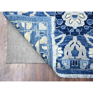 3'x4'9" Warriors Blue, Dense Weave, Vegetable Dyes, 100% Wool, Peshawar With Mahal Design, Hand Knotted, Oriental Rug FWR449820