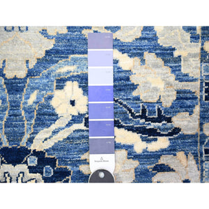 3'x4'9" Warriors Blue, Dense Weave, Vegetable Dyes, 100% Wool, Peshawar With Mahal Design, Hand Knotted, Oriental Rug FWR449820