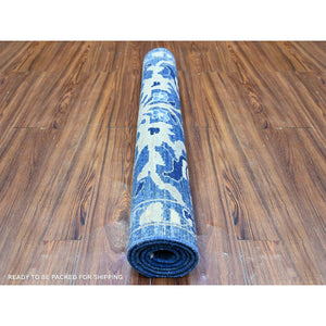 3'x4'9" Warriors Blue, Dense Weave, Vegetable Dyes, 100% Wool, Peshawar With Mahal Design, Hand Knotted, Oriental Rug FWR449820