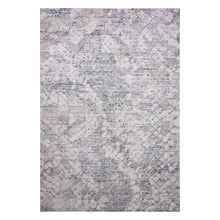Load image into Gallery viewer, 11&#39;9&quot;x15&#39;3&quot; Oversized Pure Silk and Textured Wool Gray with Touches of Beige Hand Knotted Modern Design Oriental Rug FWR450078